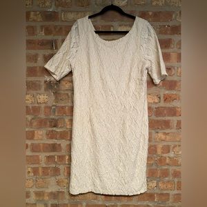 White Lace Ann Taylor stretch cotton lace dress size 16 excellent condition